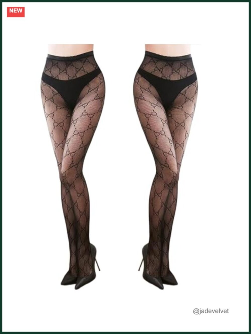 2 Pairs Lace Patterned Tights Fishnet Floral Stockings High Stretch